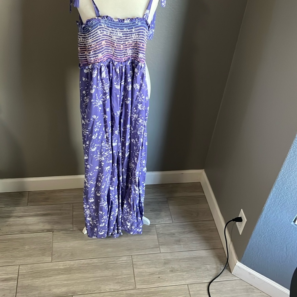 Free People Purple and Pink Maxi Romper Dress